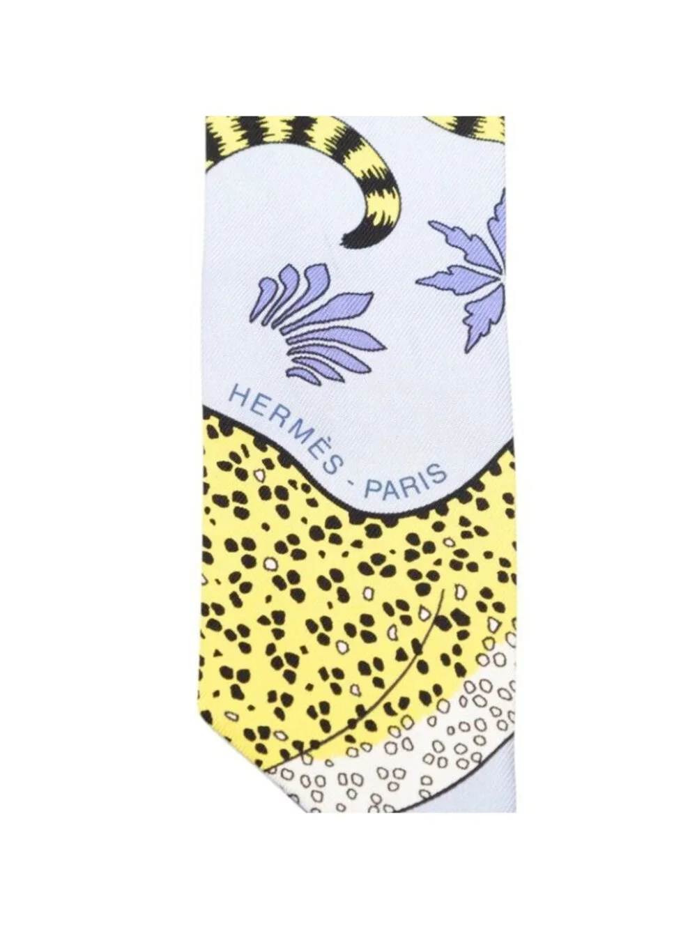 Hermes Twilly les Leopard Scarf Blue Yellow Silk - Picture 4 of 6